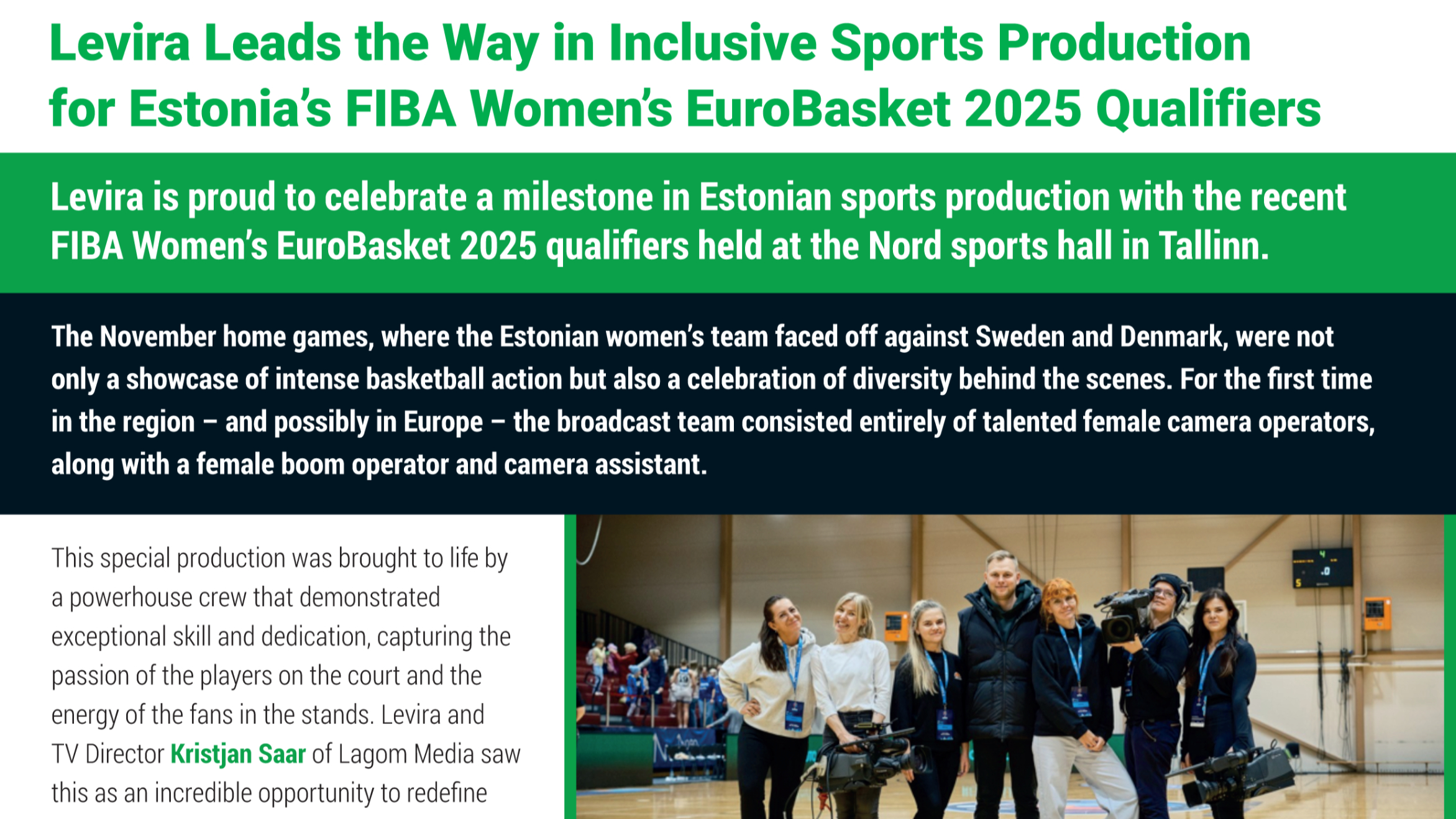 Levira Leads the Way in Inclusive Sports Production for Estonia’s FIBA Women’s EuroBasket 2025 Qualifiers